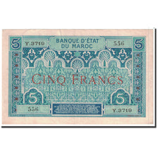 Banknote, Morocco, 5 Francs, 1924, Undated, KM:9, AU(55-58)