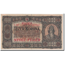 Banknot, Węgry, 8 Fillér on 1000 Korona, 1923, 1923-07-01, KM:81b, EF(40-45)