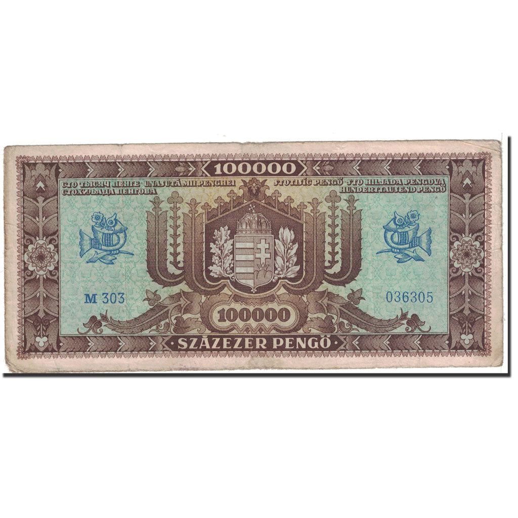 Banknote, Hungary, 100,000 Pengö, 1945, 1945-10-23, KM:121a, EF(40-45)