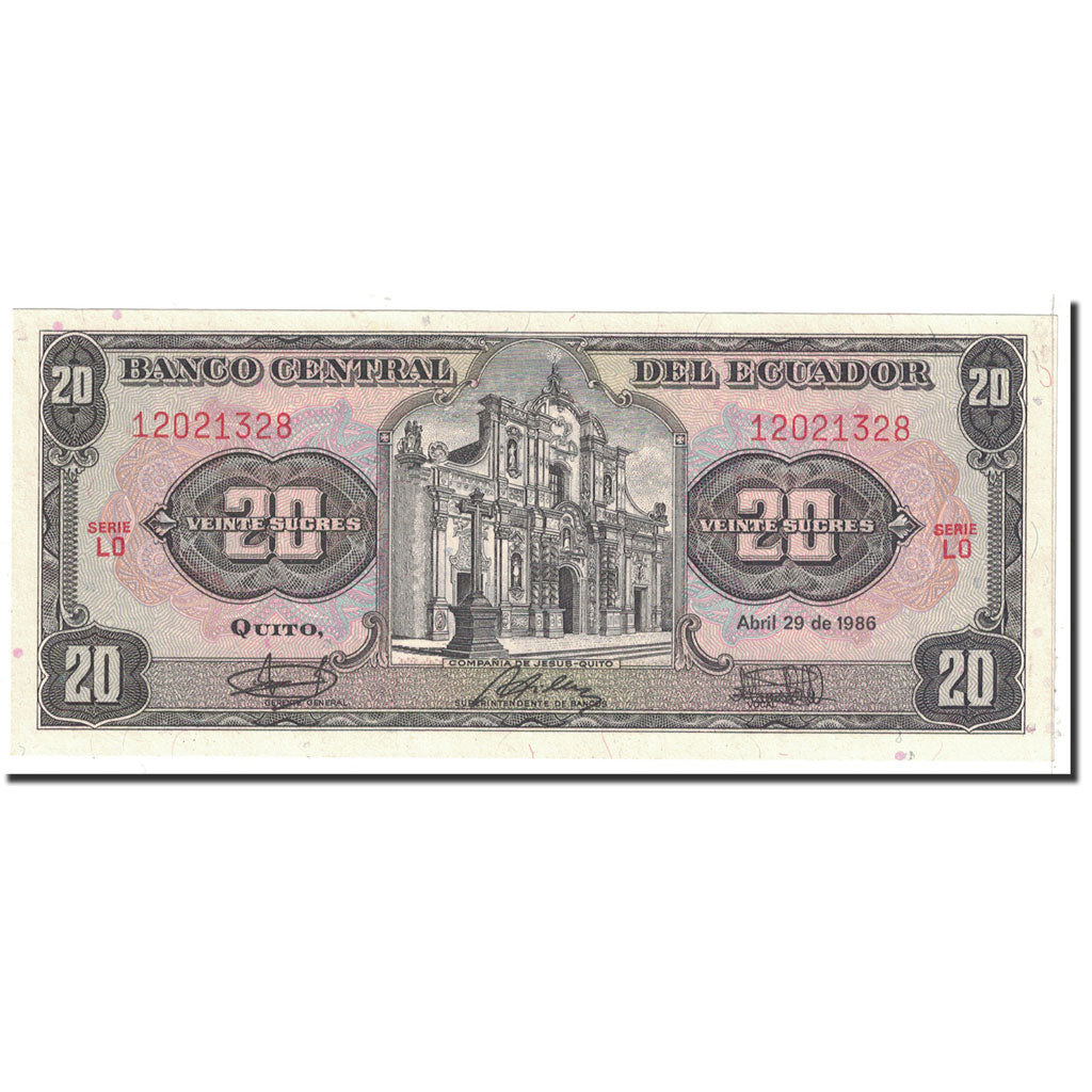 Banknote, Ecuador, 20 Sucres, 1986, 1986-04-29, KM:121Aa, UNC(65-70)
