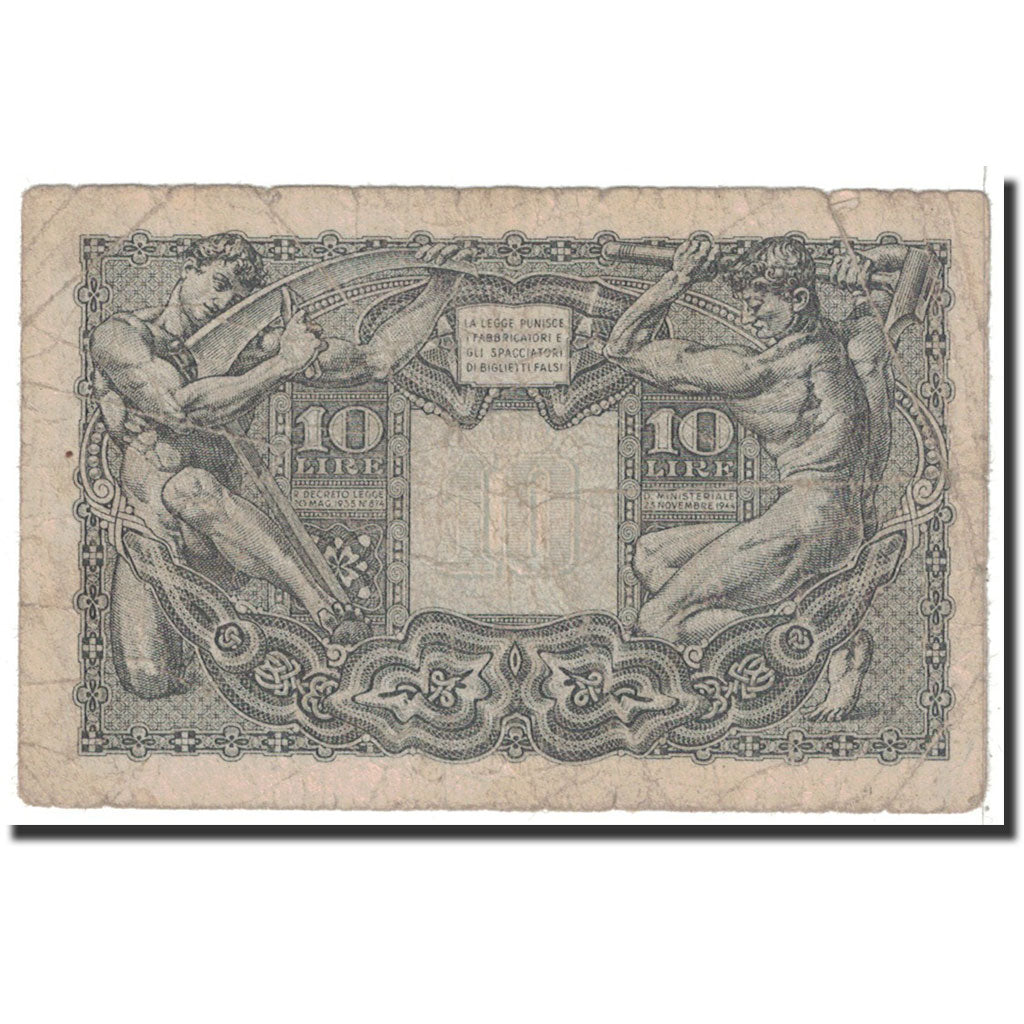 Banknote, Italy, 10 Lire, 1944, 1944-11-23, KM:32c, VG(8-10)