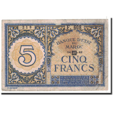Banknote, Morocco, 5 Francs, 1943, Undated, KM:33, VF(20-25)