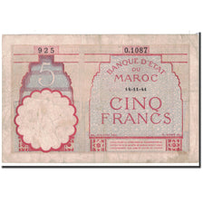 Banknote, Morocco, 5 Francs, 1941, 1941-11-14, KM:23Ab, VF(30-35)