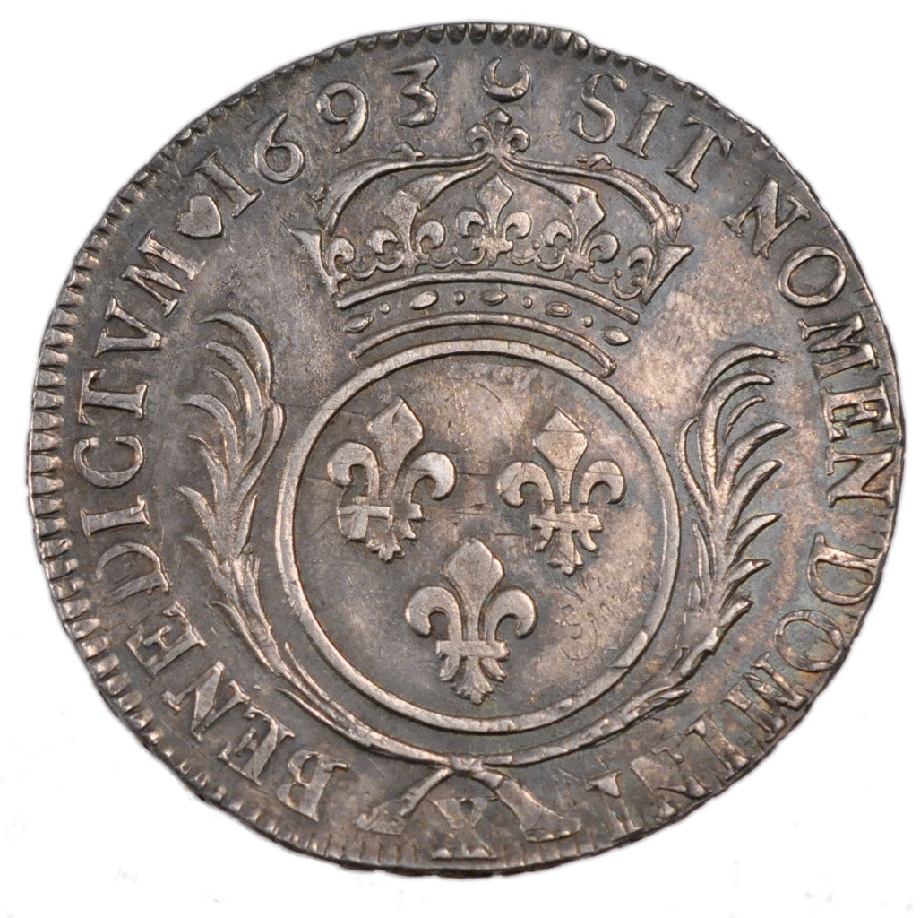 FRANCE, Écu aux palmes, ECU, 1693, Amiens, KM #298.21, MS(60-62), Silver, ...