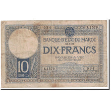 Banknote, Morocco, 10 Francs, 1931, 1931-05-20, KM:17a, VF(20-25)