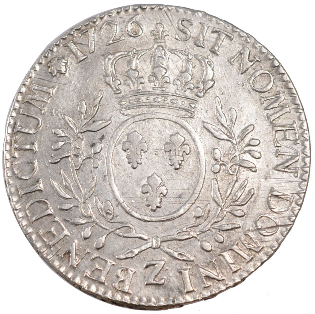 FRANCE, Écu aux branches d'olivier, Ecu, 1726, Grenoble, AU(50-53), Silver, ...
