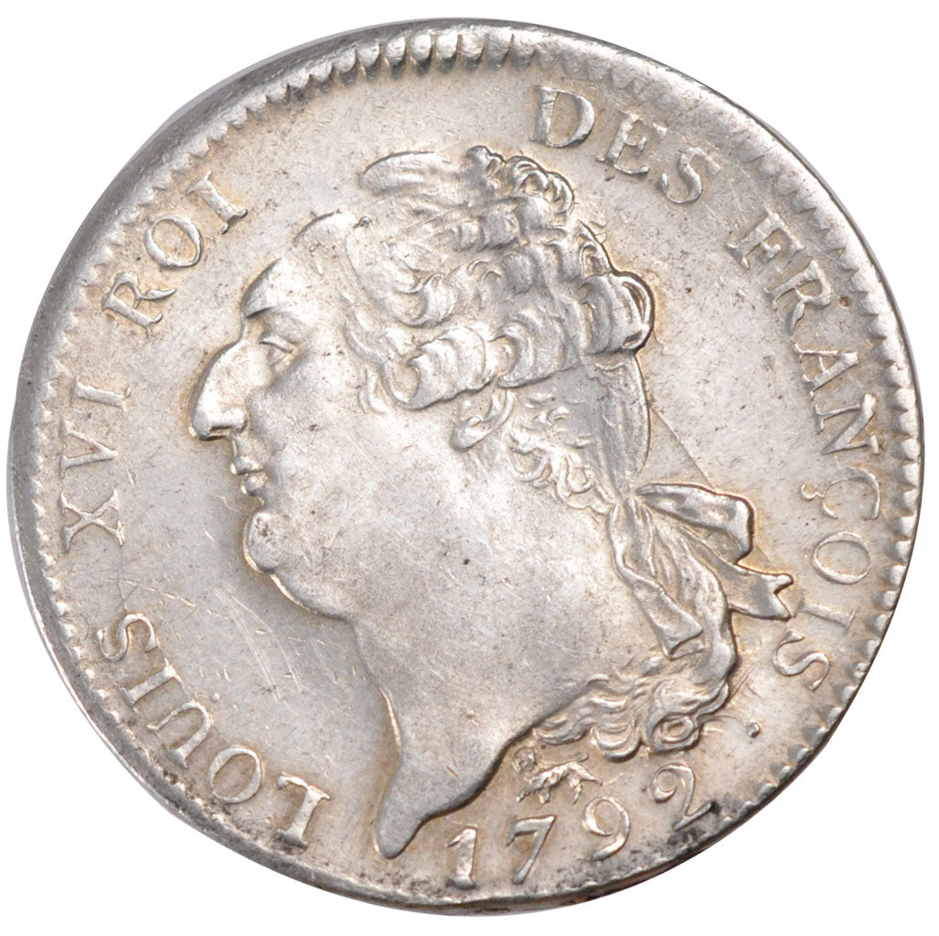 FRANCE, Écu de 6 livres françois, ECU, 6 Livres, 1792, Paris, KM #615.1, AU...