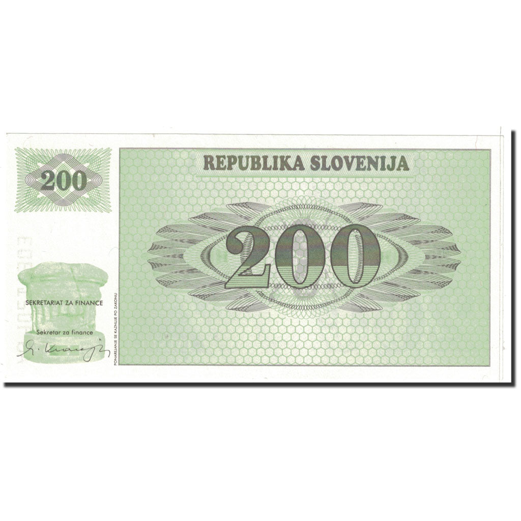 Banknote, Slovenia, 200 (Tolarjev), 1990, Undated, KM:7a, UNC(65-70)