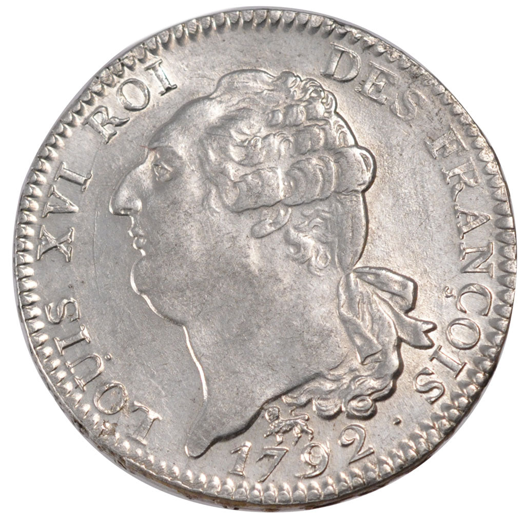 FRANCE, Écu de 6 livres françois, ECU, 6 Livres, 1792, Paris, KM #615.1, MS...