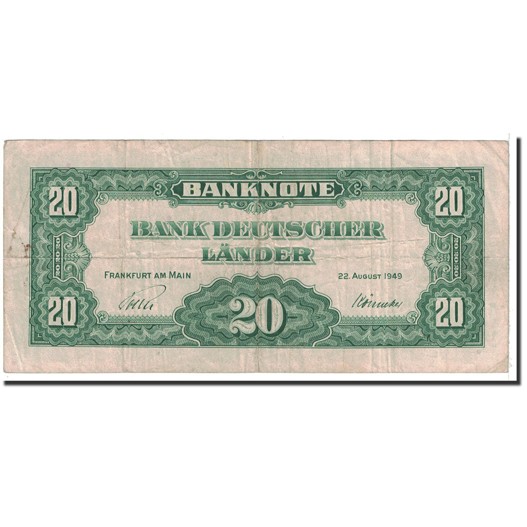 Banknote, GERMANY - FEDERAL REPUBLIC, 20 Deutsche Mark, 1949, 1949-08-22