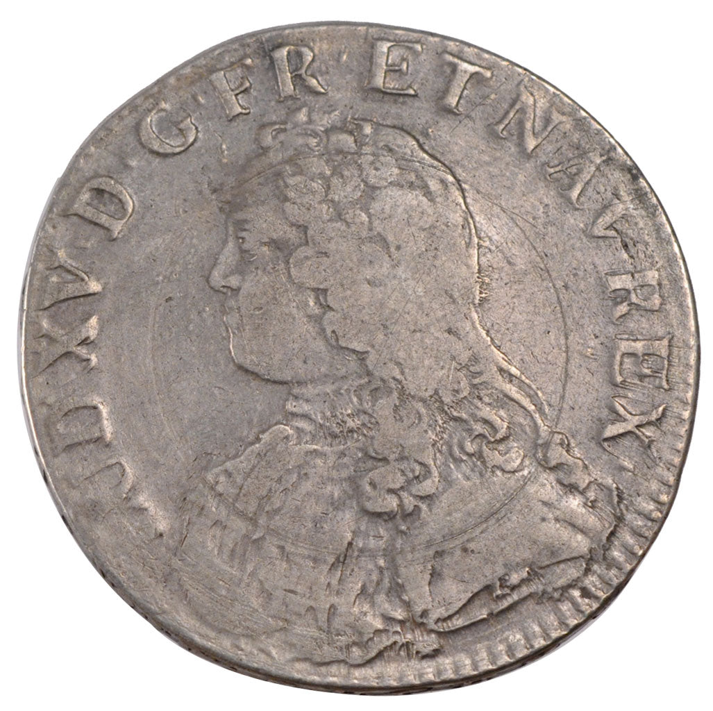 FRANCE, Écu aux branches d'olivier, ECU, 1732, Lyon, KM #486.6, VF(30-35), ...
