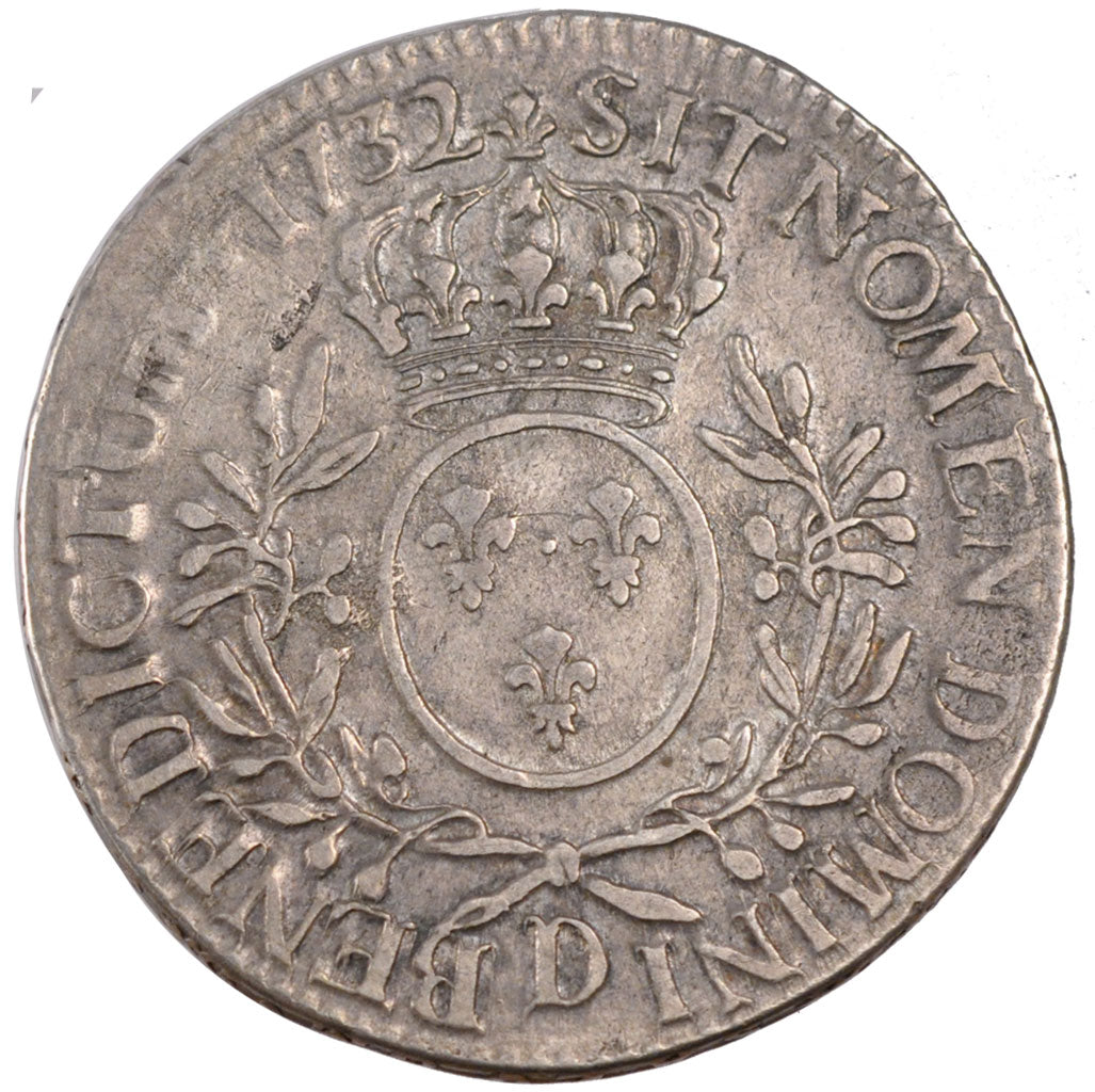 FRANCE, Écu aux branches d'olivier, ECU, 1732, Lyon, KM #486.6, VF(30-35), ...