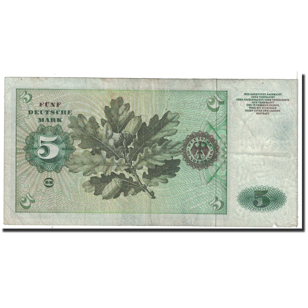 Banknote, GERMANY - FEDERAL REPUBLIC, 5 Deutsche Mark, 1960, 1960-01-02, KM:18a