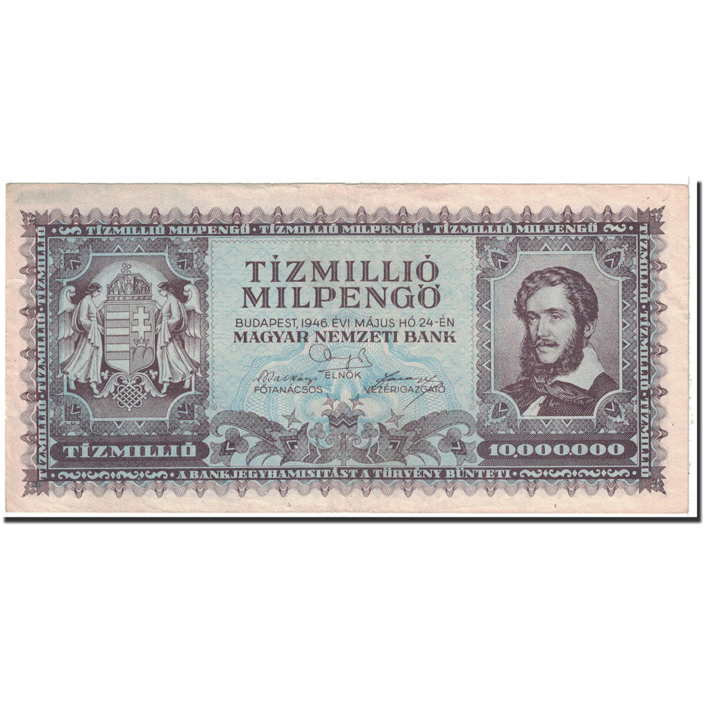 Banknote, Hungary, 10 Million Milpengö, 1946, 1946-05-24, KM:129, AU(50-53)