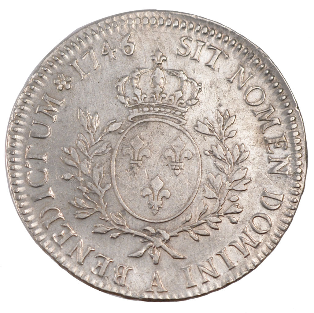 FRANCE, Ecu, 1746, Paris, AU(50-53), Silver, Gadoury #322, 29.10