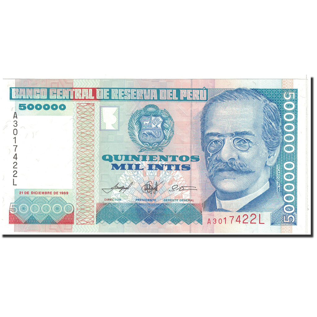 Banknote, Peru, 500,000 Intis, 1989, 1989-12-21, KM:147, UNC(63)
