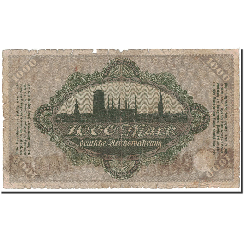 Banknote, DANZIG, 1000 Mark, 1922, 1922-10-31, KM:15, AU(50-53)