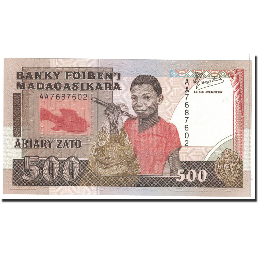 Banknote, Madagascar, 500 Francs = 100 Ariary, 1988-1993, Undated, KM:71a
