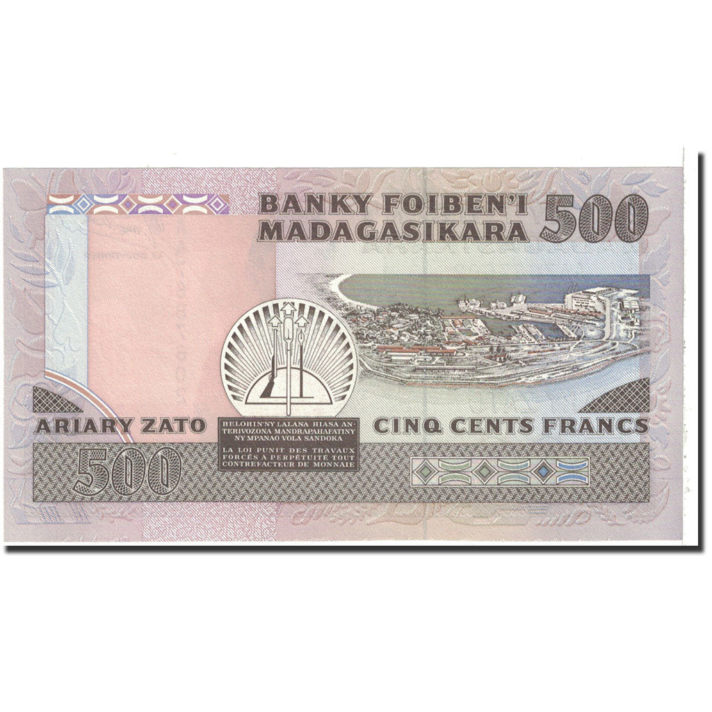 Banknote, Madagascar, 500 Francs = 100 Ariary, 1988-1993, Undated, KM:71a