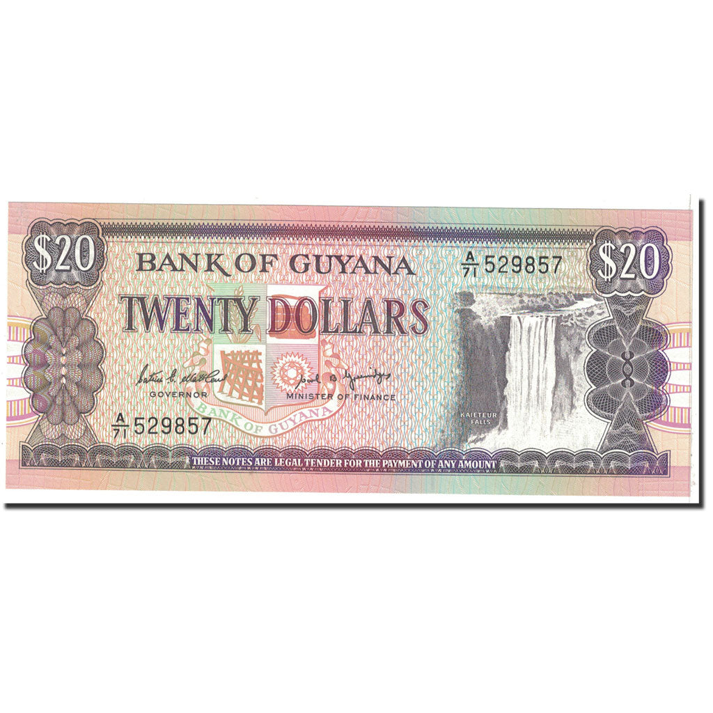 Banknote, Guyana, 20 Dollars, 1989, Undated, KM:24d, UNC(65-70)