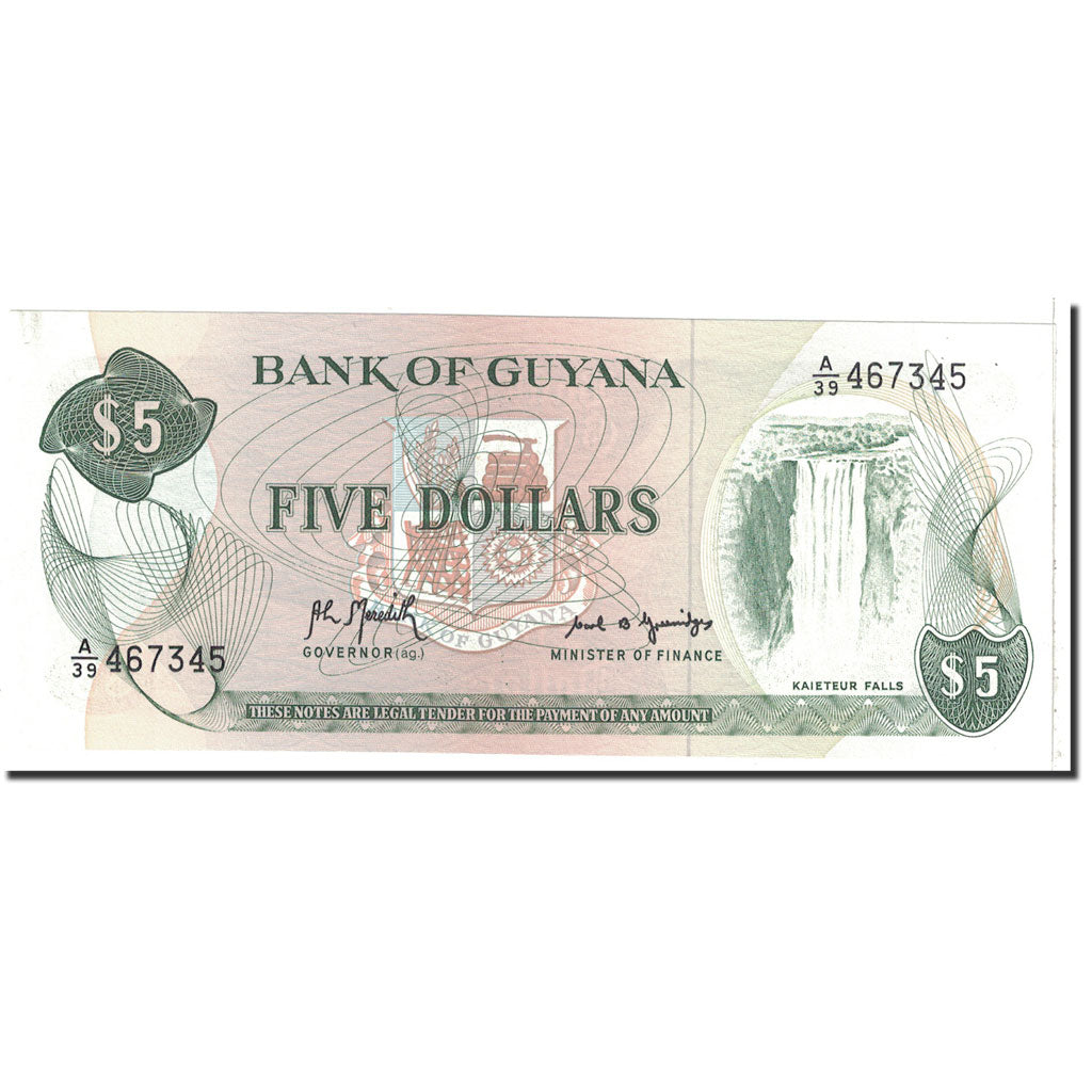 Banknote, Guyana, 5 Dollars, 1992, Undated, KM:22f, UNC(63)
