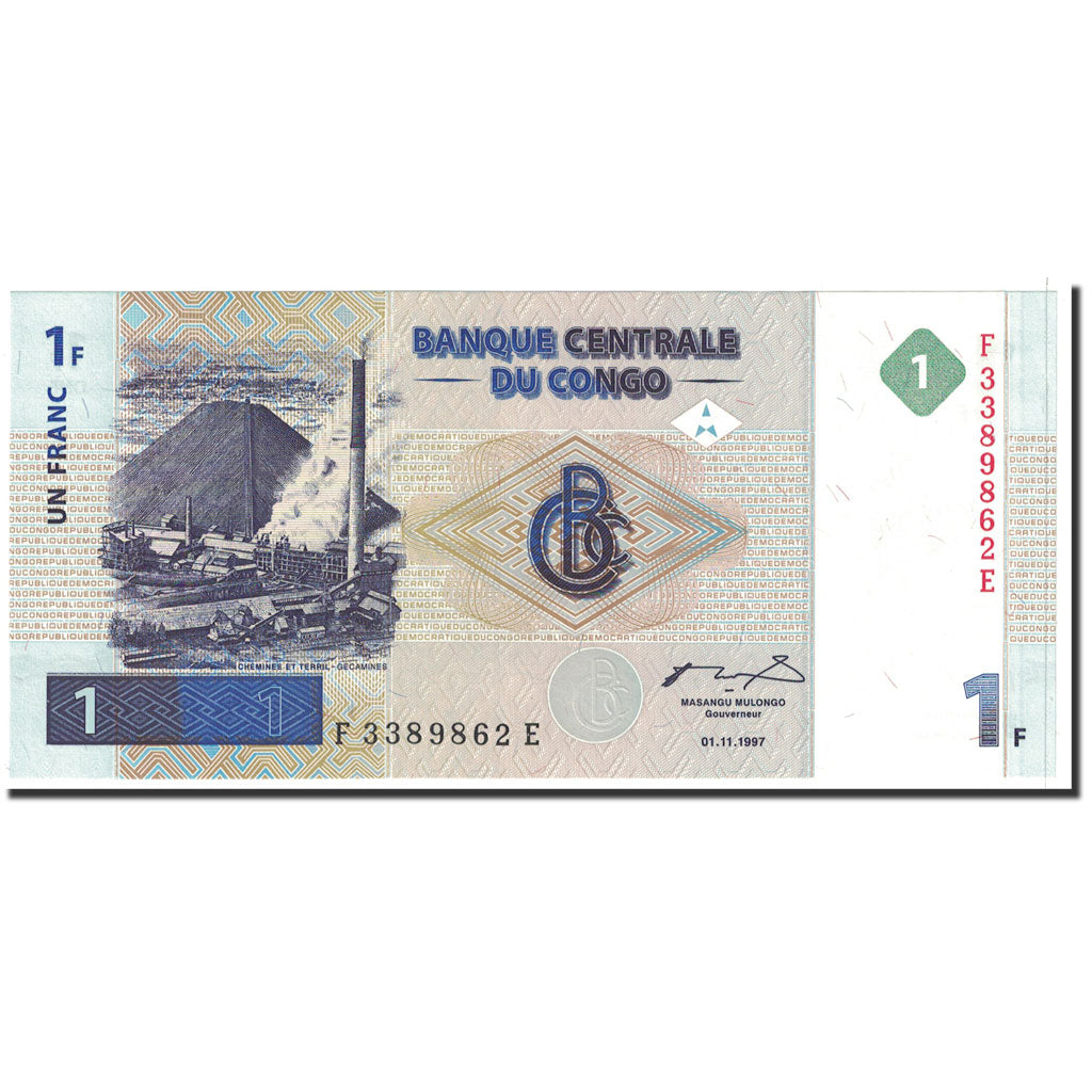 Banknote, Congo Democratic Republic, 1 Franc, 1997, 1997-11-01, KM:85a