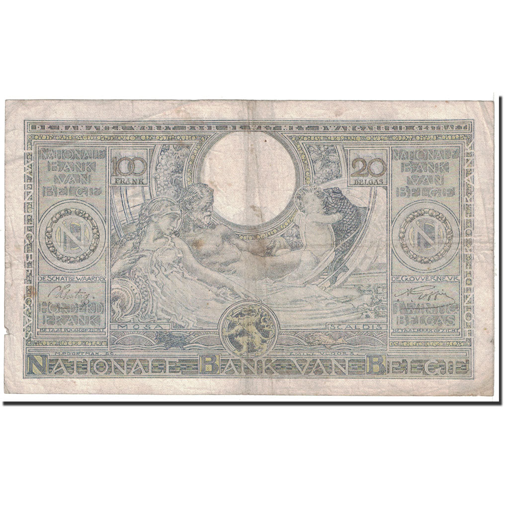 Banknote, Belgium, 100 Francs-20 Belgas, 1941, 1941-09-27, KM:107, VF(20-25)