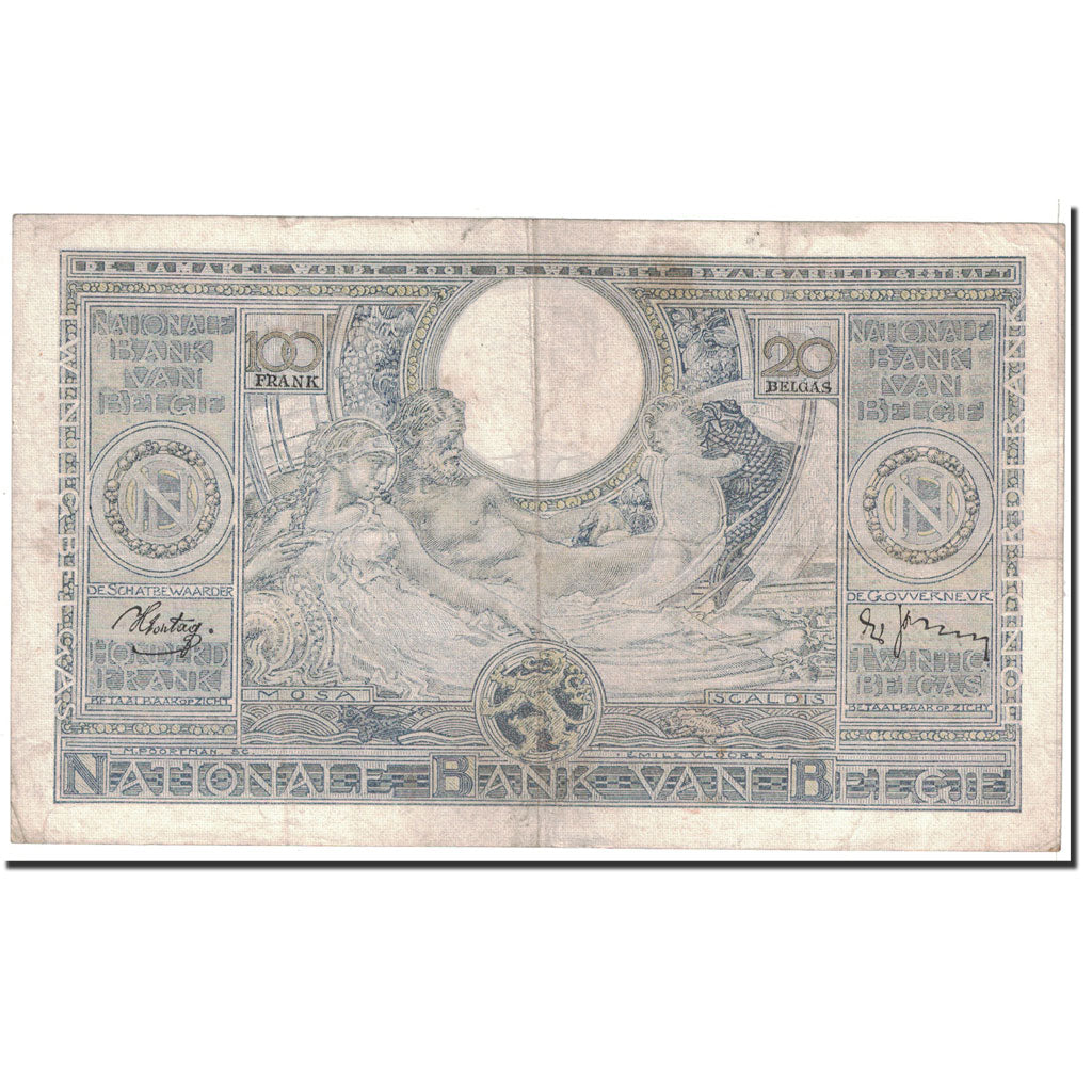 Billet, Belgique, 100 Francs-20 Belgas, 1939, 1939-08-24, KM:107, TB+
