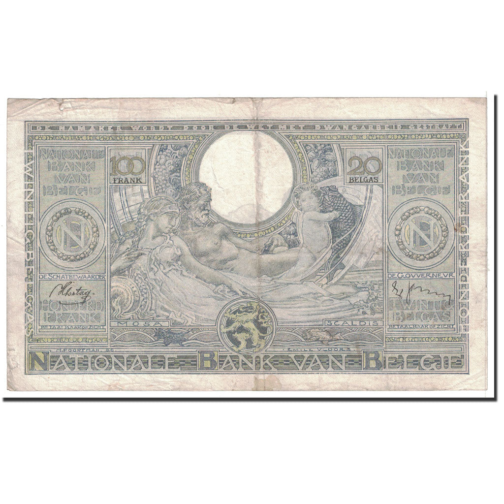 Banknote, Belgium, 100 Francs-20 Belgas, 1939, 1939-01-11, KM:107, VF(30-35)