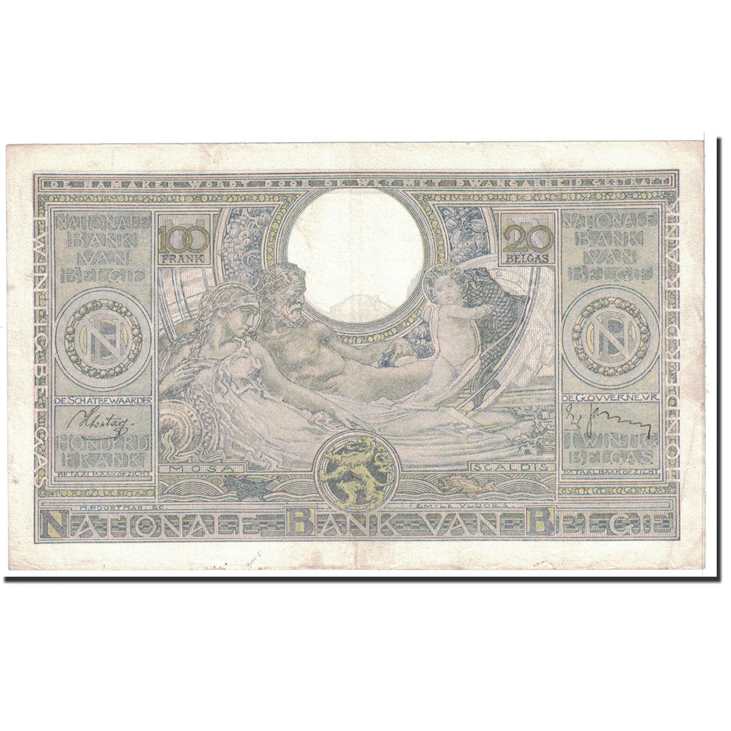 Billet, Belgique, 100 Francs-20 Belgas, 1938, 1938-12-20, KM:107, TTB