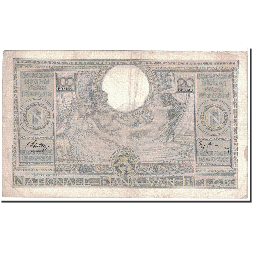 Banknote, Belgium, 100 Francs-20 Belgas, 1938, 1938-09-26, KM:107, EF(40-45)