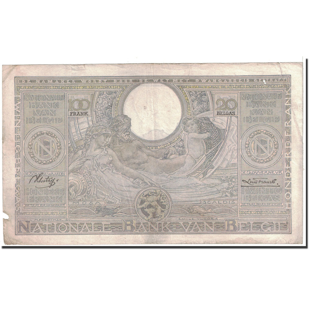 Banknote, Belgium, 100 Francs-20 Belgas, 1937, 1937-03-01, KM:107, VF(20-25)