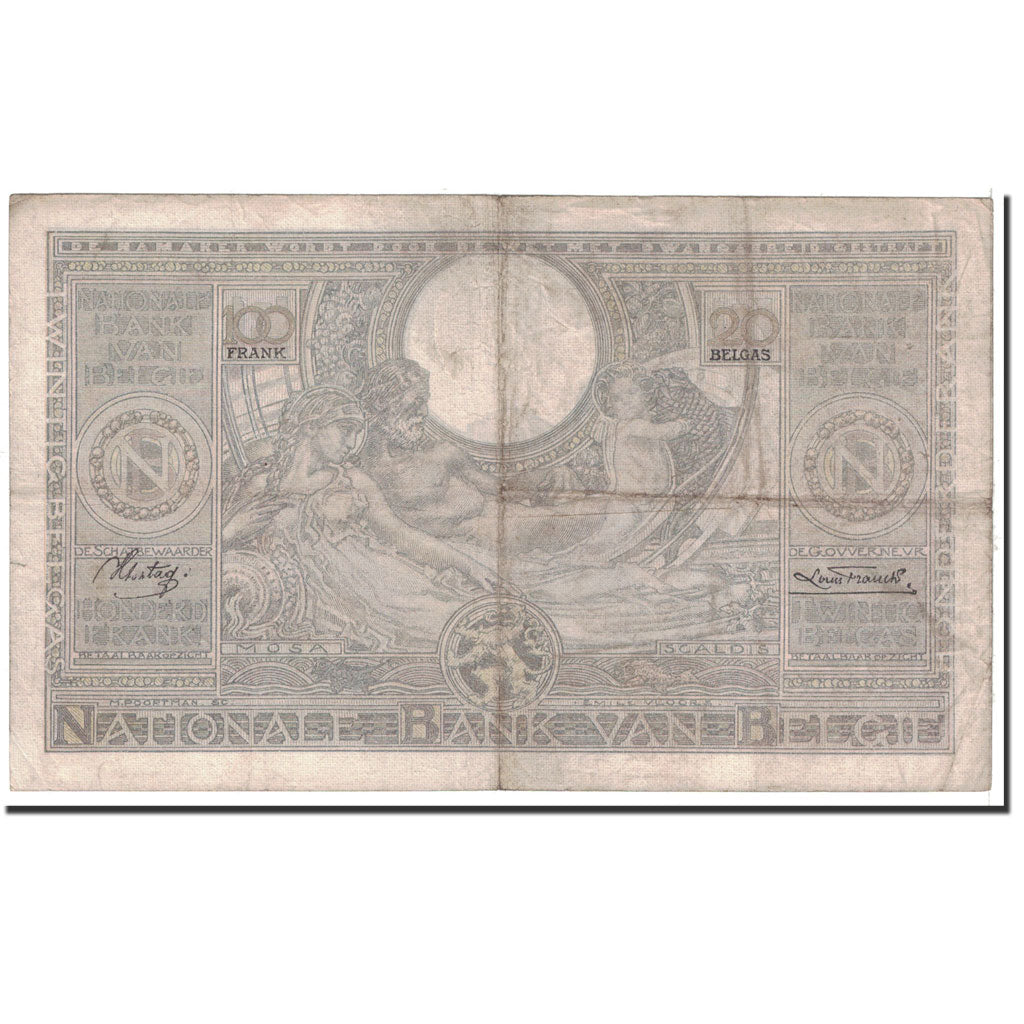 Banknote, Belgium, 100 Francs-20 Belgas, 1937, 1937-01-22, KM:107, VF(30-35)