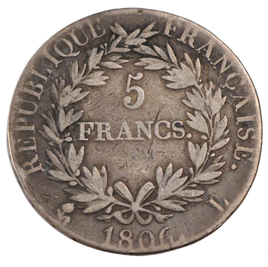 Coin, France, Napoléon I, 5 Francs, 1806, Bayonne, VF(20-25), Silver