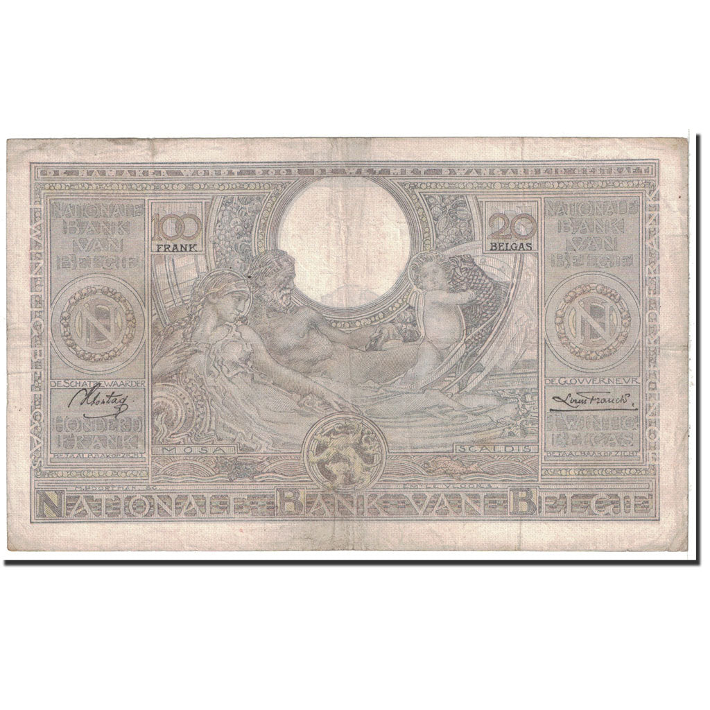 Banknote, Belgium, 100 Francs-20 Belgas, 1937, 1937-01-06, KM:107, VF(20-25)