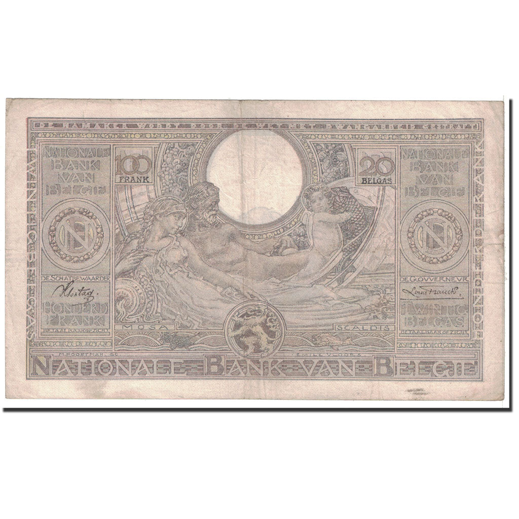 Banknote, Belgium, 100 Francs-20 Belgas, 1936, 1936-12-19, KM:107, EF(40-45)