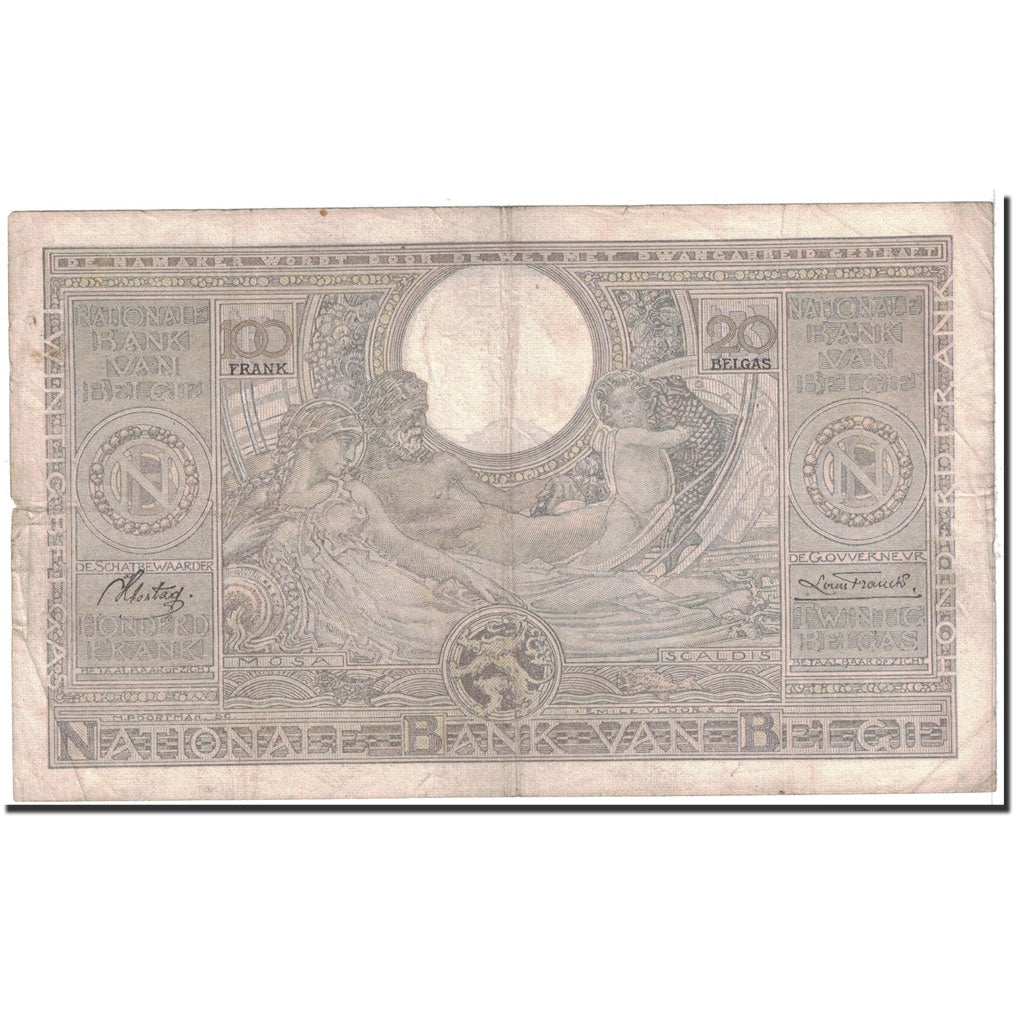 Banconote, Belgio, 100 Francs-20 Belgas, 1936, 1936-12-03, KM:107, BB