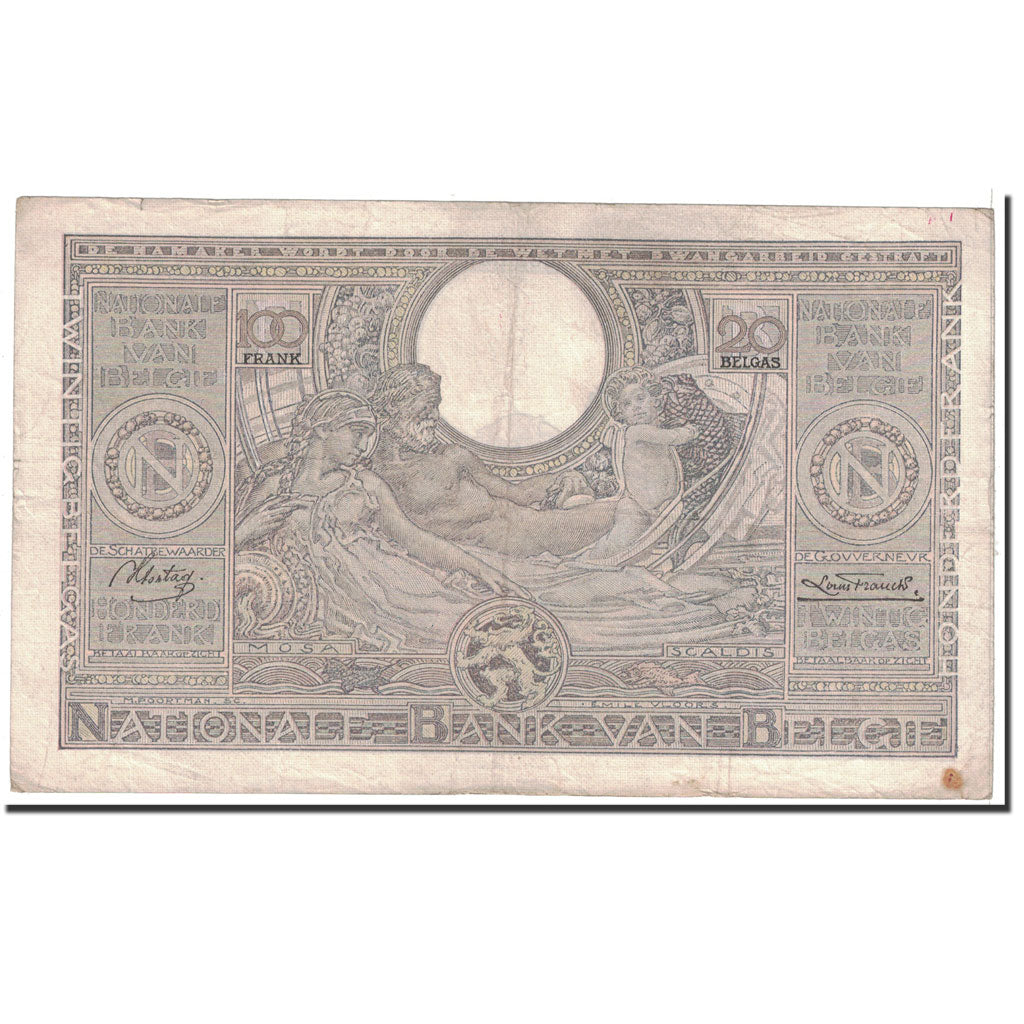 Billet, Belgique, 100 Francs-20 Belgas, 1936, 1936-11-23, KM:107, TTB