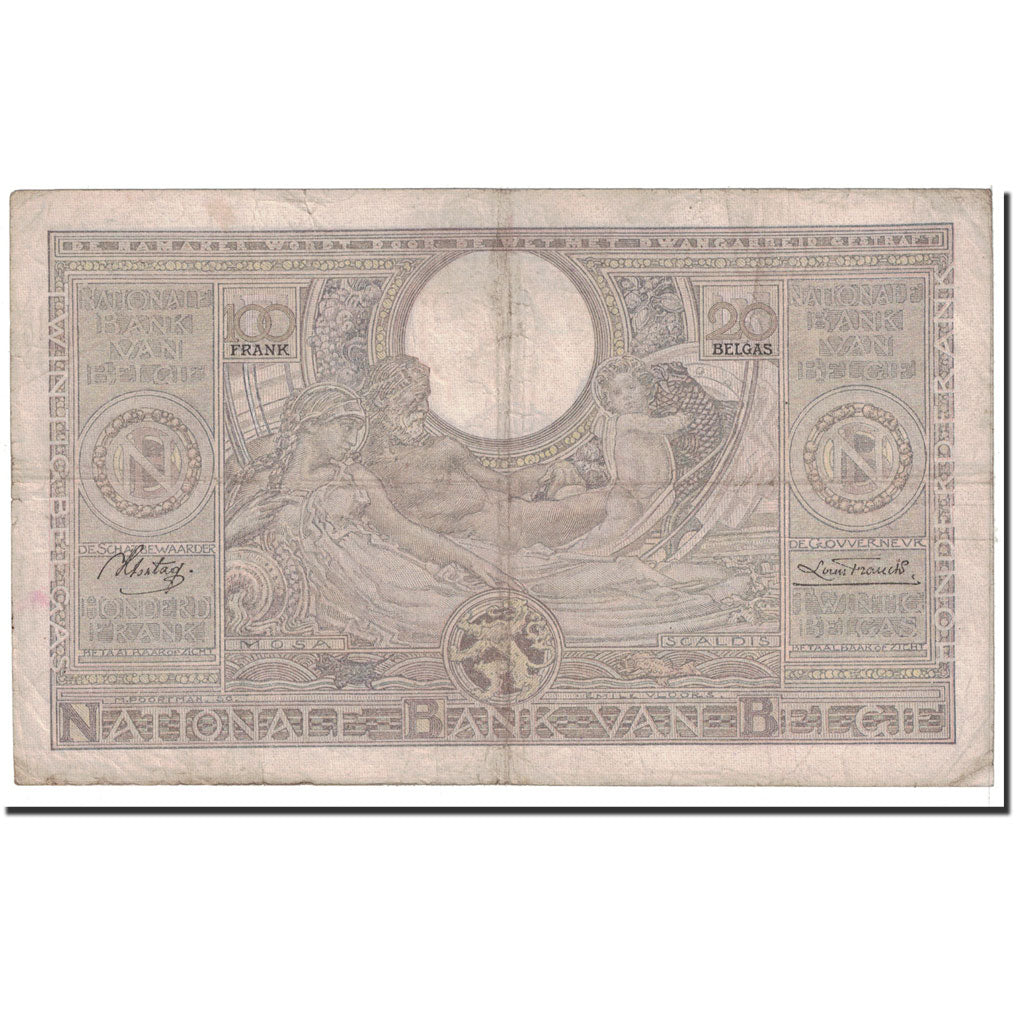 Banknote, Belgium, 100 Francs-20 Belgas, 1936, 1936-11-09, KM:107, VF(20-25)