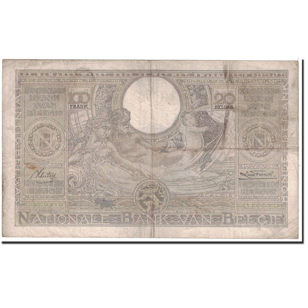 Banknote, Belgium, 100 Francs-20 Belgas, 1936, 1936-11-02, KM:107, VF(30-35)