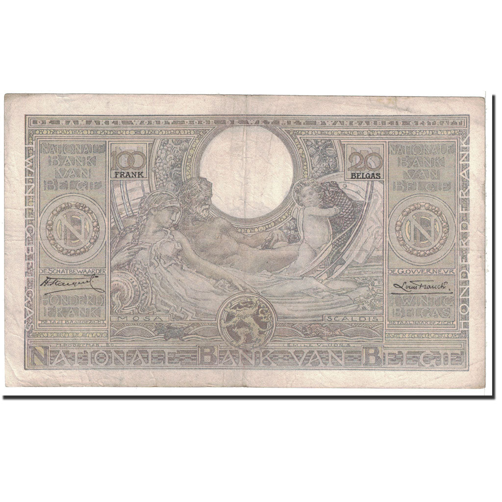 Banknote, Belgium, 100 Francs-20 Belgas, 1935, 1935-12-12, KM:107, EF(40-45)