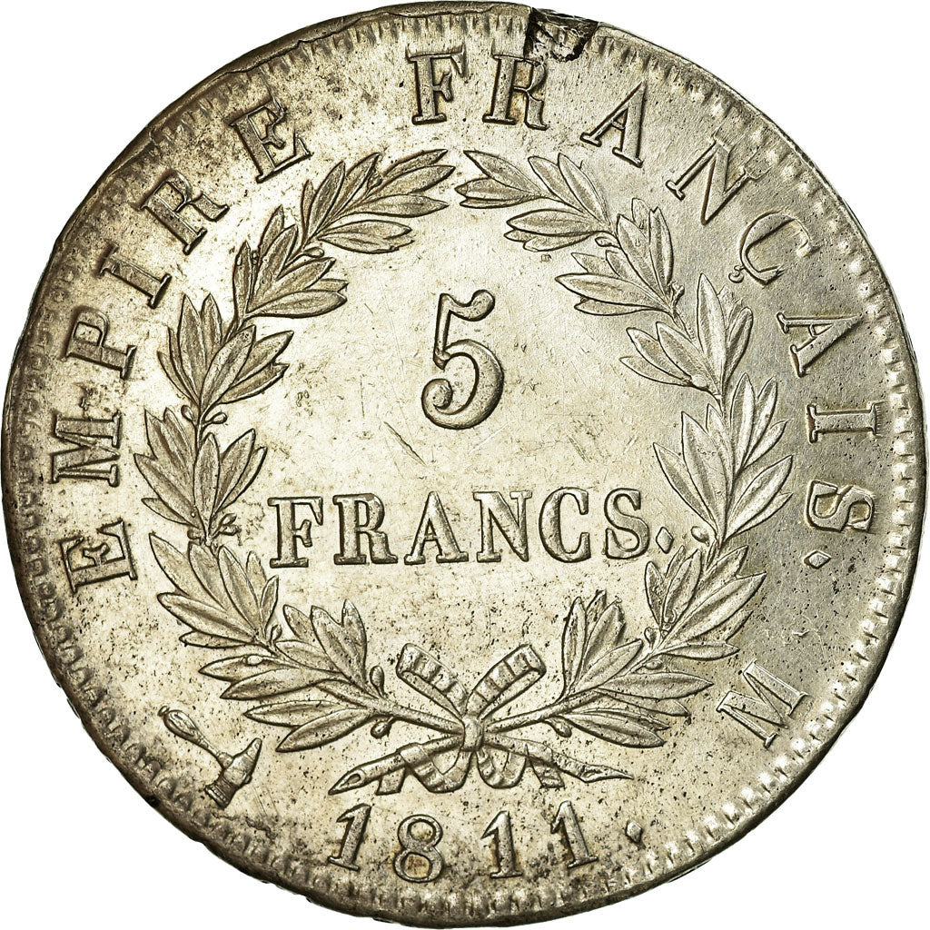 Münze, Frankreich, Napoléon I, 5 Francs, 1811, Toulouse, SS+, Silber