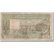Billet, West African States, 500 Francs, 1981, Undated, KM:706Kc, TB