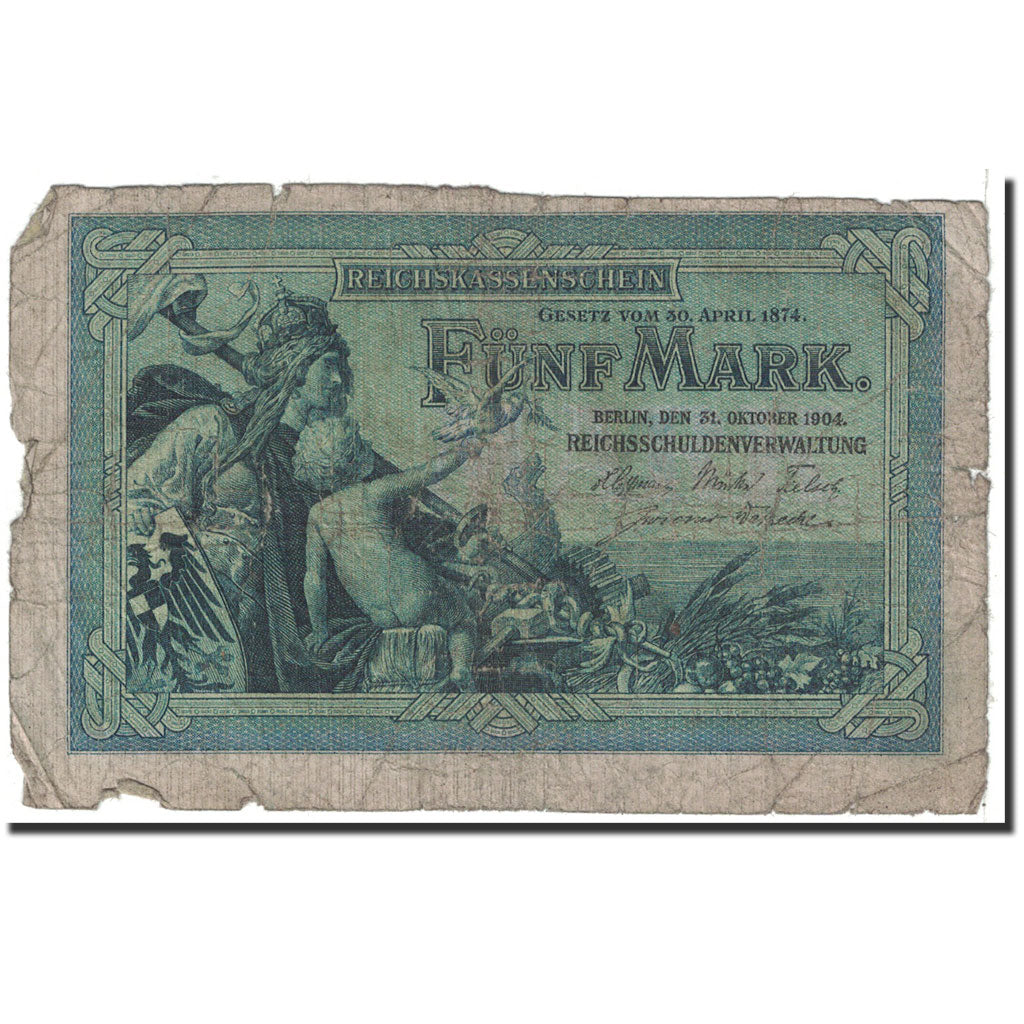Banknote, Germany, 5 Mark, 1904, 1904-10-31, KM:8b, VG(8-10)