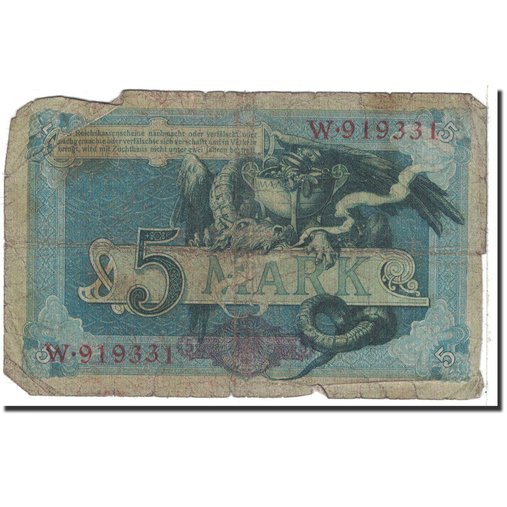 Banknote, Germany, 5 Mark, 1904, 1904-10-31, KM:8a, VG(8-10)