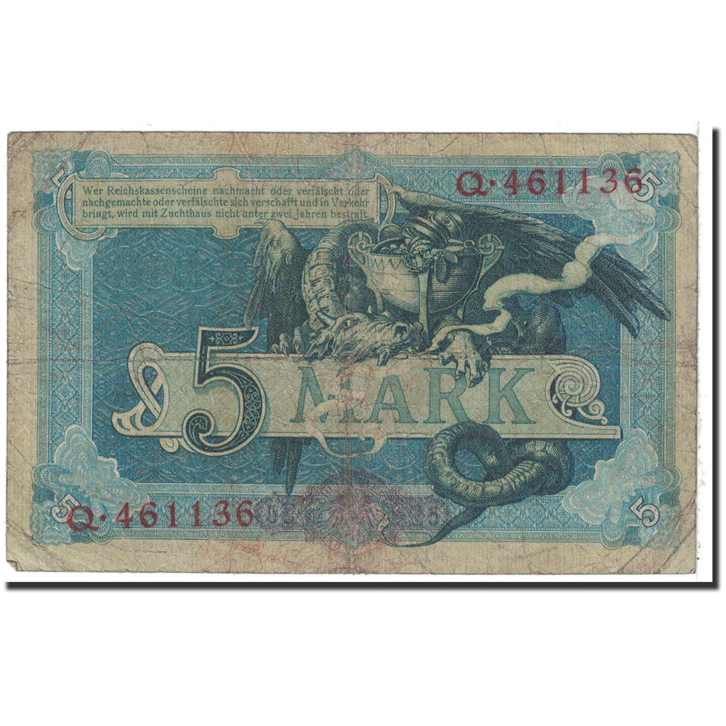 Banknote, Germany, 5 Mark, 1904, 1904-10-31, KM:8a, VG(8-10)