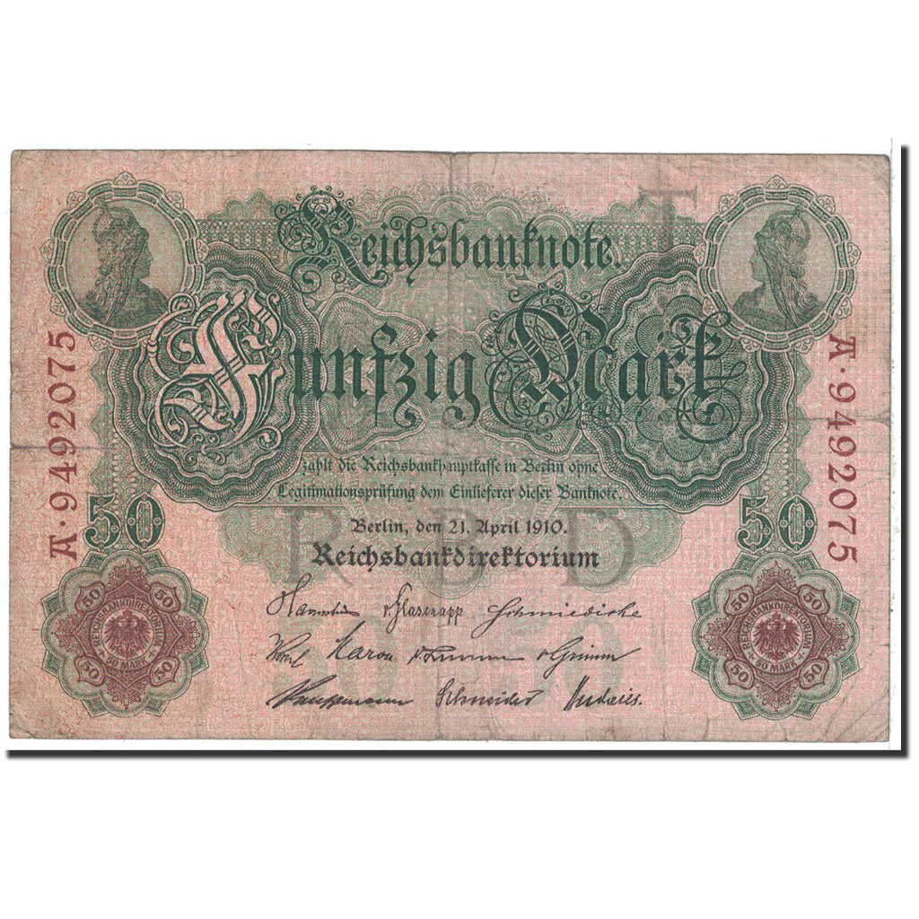 Banknote, Germany, 50 Mark, 1910, 1910-04-21, KM:41, VF(20-25)