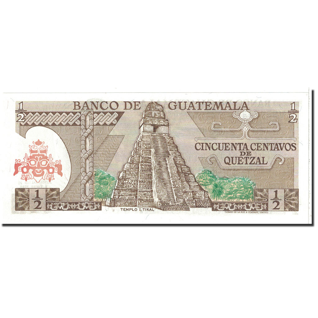 Banknote, Guatemala, 1/2 Quetzal, 1982, 1982-01-06, KM:58c, UNC(65-70)