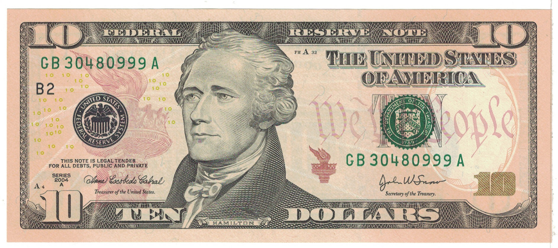 Banknote, United States, Ten Dollars, 2004, Undated, KM:520, UNC(65-70)