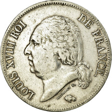 Coin, France, Louis XVIII, 5 Francs, 1822, Bordeaux, EF(40-45), Silver